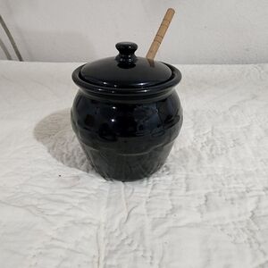 Longaberger Pottery Honey Jar Black